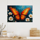 Brennen von Schmetterlingsmopfflügel Poster (Küche)