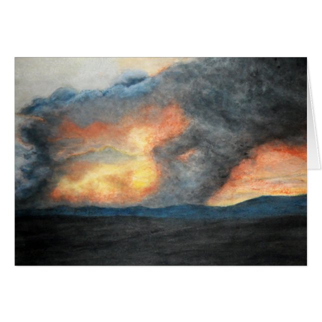 brennende Berge (Aquarell) (Vorderseite (Horizontal))