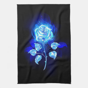 Brennende Blaue Rose Geschirrtuch