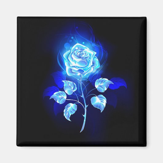 Brennende Blaue Rose Magnet (Vorne)