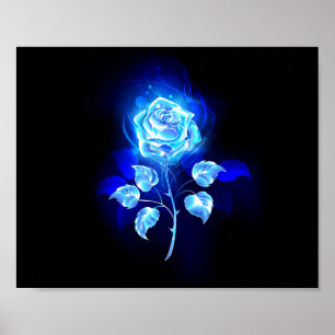 Brennende Blaue Rose Poster