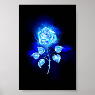 Brennende Blaue Rose Poster