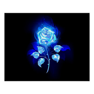 Brennende Blaue Rose Poster