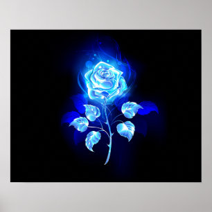 Brennende Blaue Rose Poster