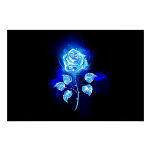 Brennende Blaue Rose Poster