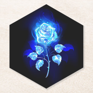 Brennende blaue Rose Untersetzer