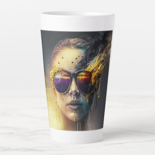 Brennende Brille Latte Tasse (Vorderseite)
