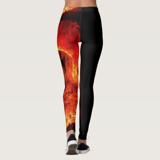 Brennende Gitarre Flammen Feuer Musik Orange Black Leggings (Rückseite)