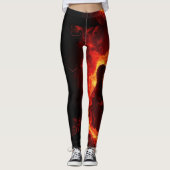 Brennende Gitarre Flammen Feuer Musik Orange Black Leggings (Vorderseite)