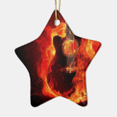 Brennende Gitarre, Orange Flames Music Rock Band Keramik Ornament (Links)