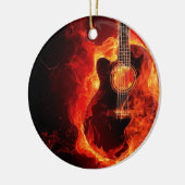 Brennende Gitarre, Orange Flames Music Rock Band Keramikornament (Links)