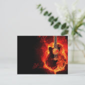 Brennende Gitarre, Orange Flames Music Rock Band Postkarte (Stehend Vorderseite)