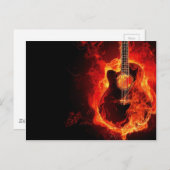 Brennende Gitarre, Orange Flames Music Rock Band Postkarte (Vorne/Hinten)