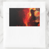 Brennende Gitarre, Orange Flames Music Rock Band Rechteckiger Aufkleber (Tasche)
