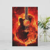 Brennende Gitarre, Orange flammt Musik-Rockband Briefpapier (Stehend Vorderseite)