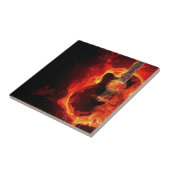 Brennende Gitarre, Orange flammt Musik-Rockband Fliese (Seite)