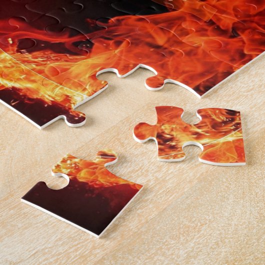 Brennende Gitarre, Orange flammt Musik-Rockband Puzzle (Seite)