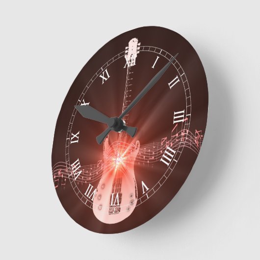 Brennende Gitarre Runde Wanduhr (Winkel)