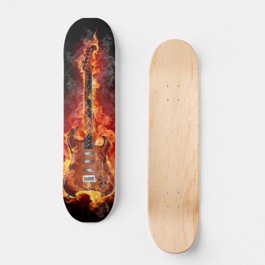 Brennende Gitarre Skateboard (Vorderseite)