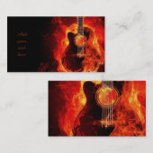 Brennende Gitarren-orange Flammen, Visitenkarte (Vorne/Hinten)