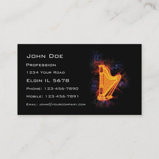 Brennende Harfe Visitenkarte (Vorderseite)