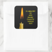 Brennende Kerze und dein Text. 2 Quadratischer Aufkleber (Tasche)