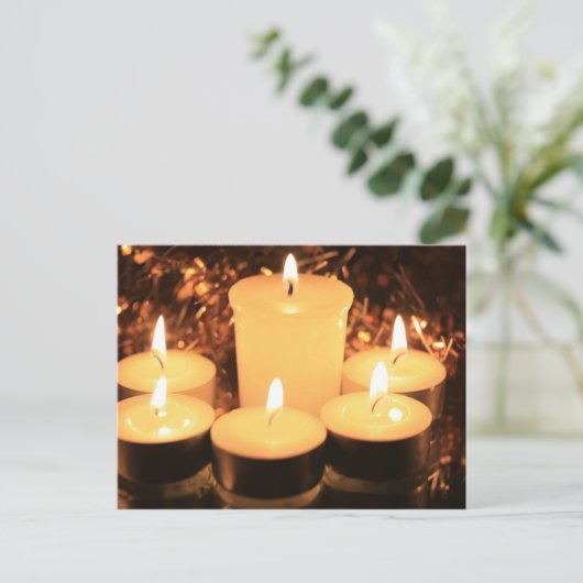 brennende Kerzen Postkarte (Stehend Vorderseite)