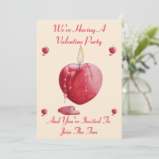 brennende Liebe Herzvalentine Party Einladung (Stehend Vorderseite)
