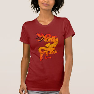 Brennende orange und rote Drache-Kunst T-Shirt