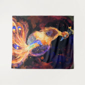 Brennende Phoenix-Pfau Wandteppich (Vorderseite (Horizontal))