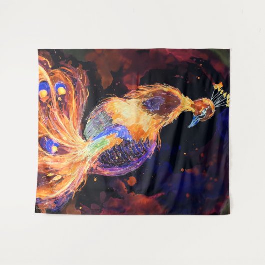 Brennende Phoenix-Pfau Wandteppich (Vorderseite (Horizontal))