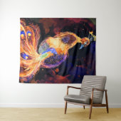 Brennende Phoenix-Pfau Wandteppich (Beispiel (Horizontal))
