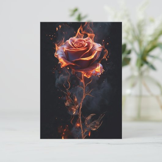 Brennende Rose Einladung (Stehend Vorderseite)