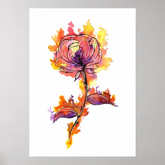 Brennende Rose Tattoo Poster (Vorne)