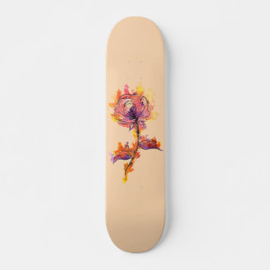Brennende Rose Tattoo Skateboard