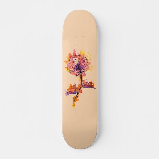 Brennende Rose Tattoo Skateboard (Vorne)