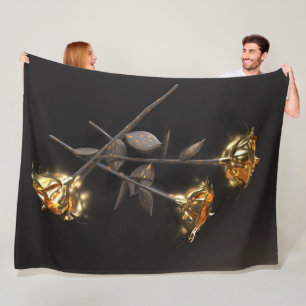 Brennende Rosen – Goldene Eleganz Fleecedecke