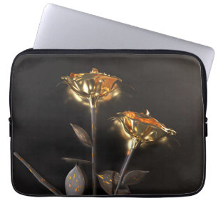 Brennende Rosen – Goldene Eleganz Laptopschutzhülle