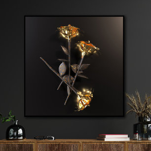 Brennende Rosen – Goldene Eleganz Poster