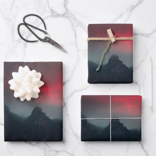 Brennende Wolken, Nebel und Berge Geschenkpapier Set