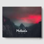 Brennende Wolken, Nebel und Berge Monogramm Gästebuch (Rückseite)