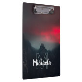 Brennende Wolken, Nebel und Berge Monogramm Klemmbrett (Rechts)