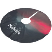 Brennende Wolken, Nebel und Berge Monogramm Polyester Weihnachtsbaumdecke (Schrägansicht)