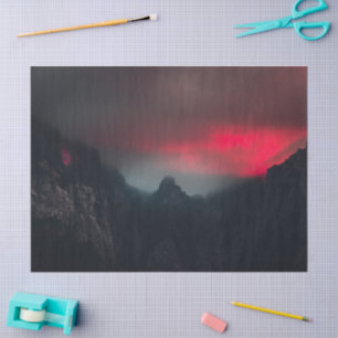 Brennende Wolken, Nebel und Berge Seidenpapier