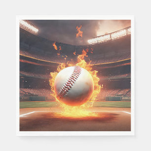 Brennender Baseball im Stadion Serviette