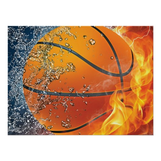 Brennender Basketball Poster (Vorderseite)