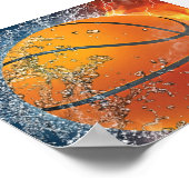 Brennender Basketball Poster (Ecke)