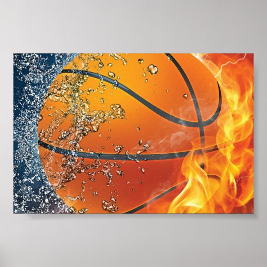 Brennender Basketball Poster (Vorne)
