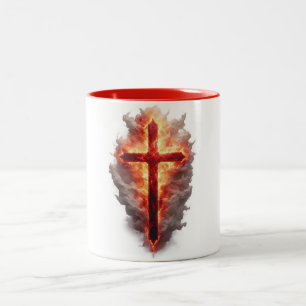 Brennender christliches Kreuz Kaffeetasse