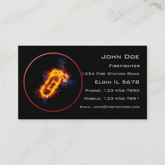 Brennender Feuerlöscher Visitenkarte (Vorderseite)